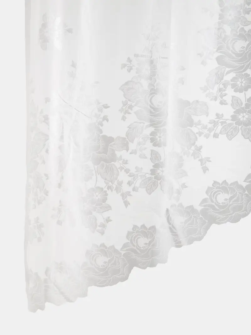 Tendina scintillante con bordo irregolare e motivo floreale - bianco miniatura 3