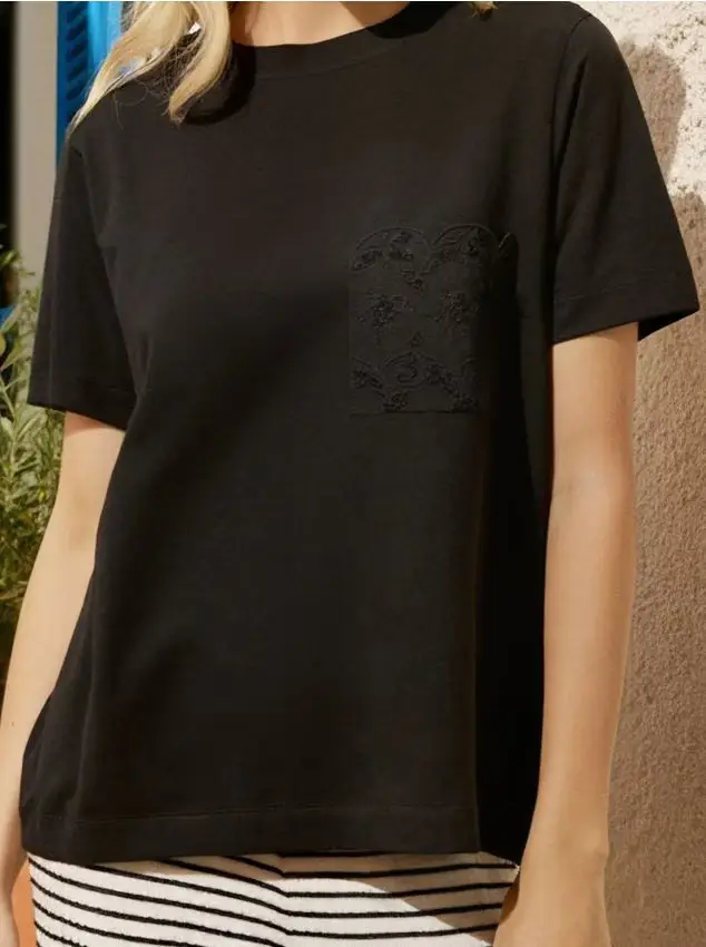 Top con taschino - nero