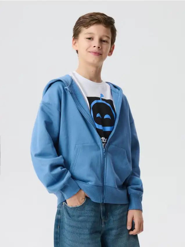 Top da jogging con zip e cappuccio - blu