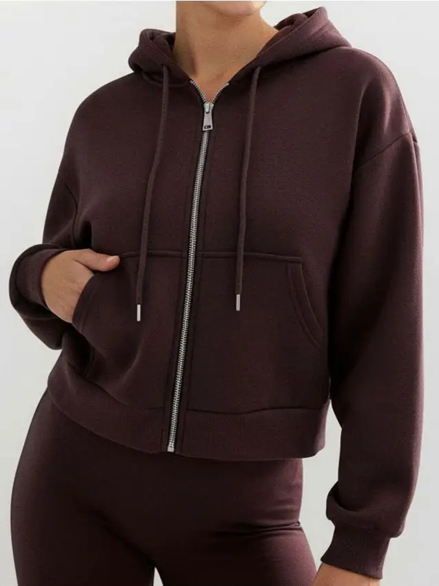 Top da jogging con zip e cappuccio - carminio