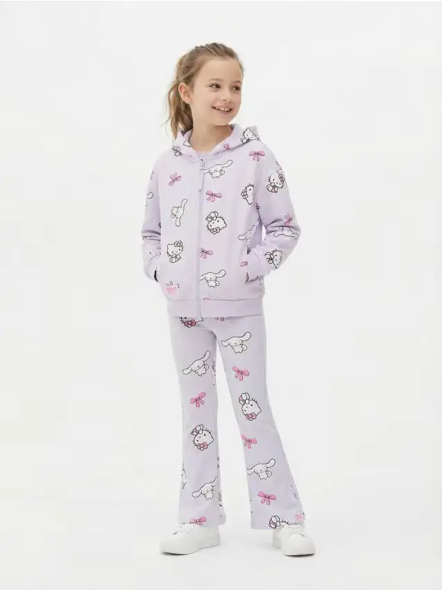 Top da jogging con zip e cappuccio Hello Kitty - lavanda
