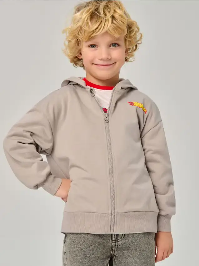 Top da jogging con zip e cappuccio Hot Wheels - grigio chiaro