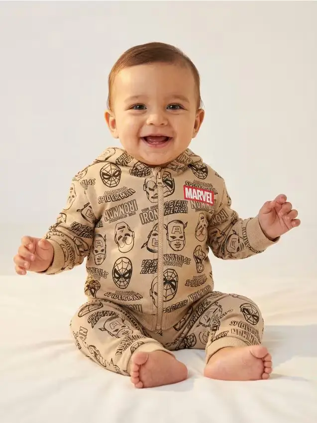 Top da jogging con zip e cappuccio Marvel - beige