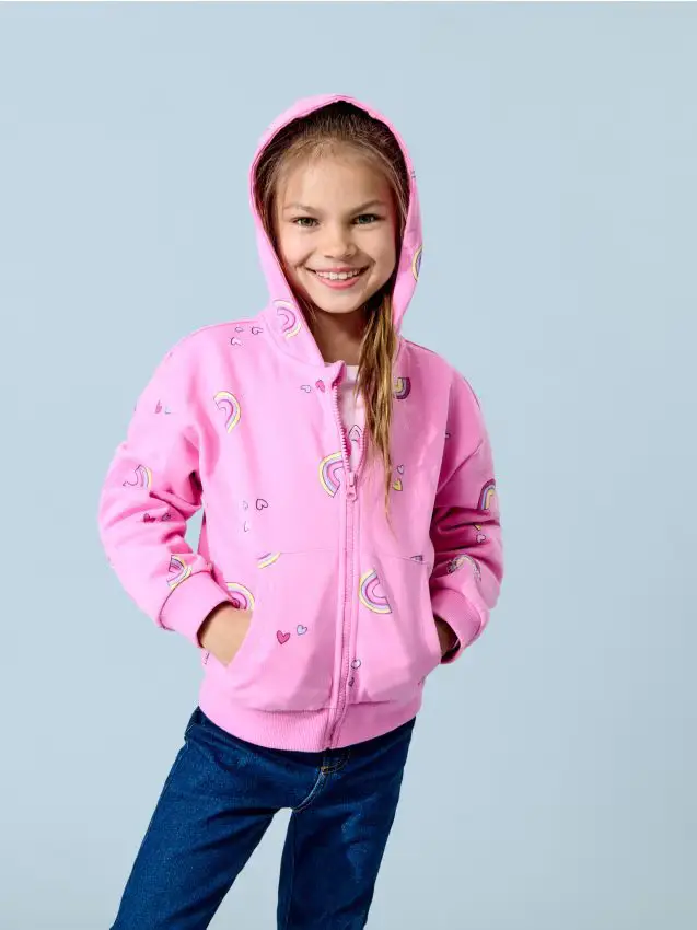 Top da jogging con zip e cappuccio - orchidea