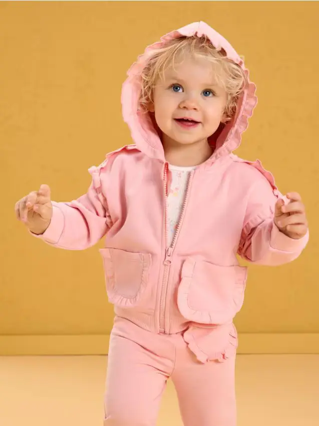 Top da jogging con zip e cappuccio - rosa