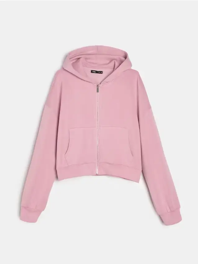 Top da jogging con zip e cappuccio - rosa