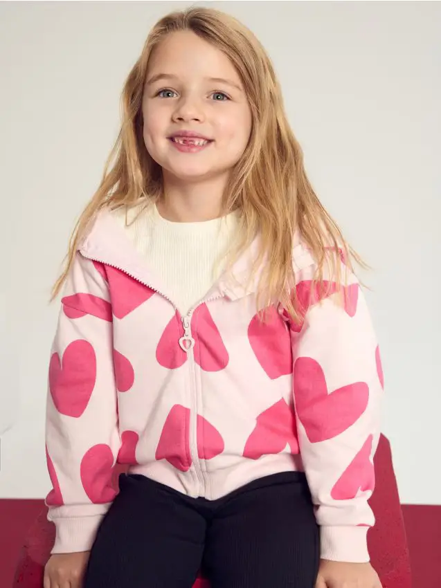 Top da jogging con zip e cappuccio - rosa pastello