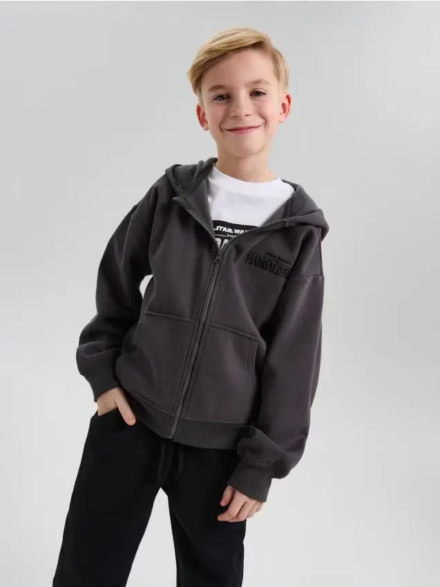 Top da jogging con zip e cappuccio Star Wars - grigio scuro