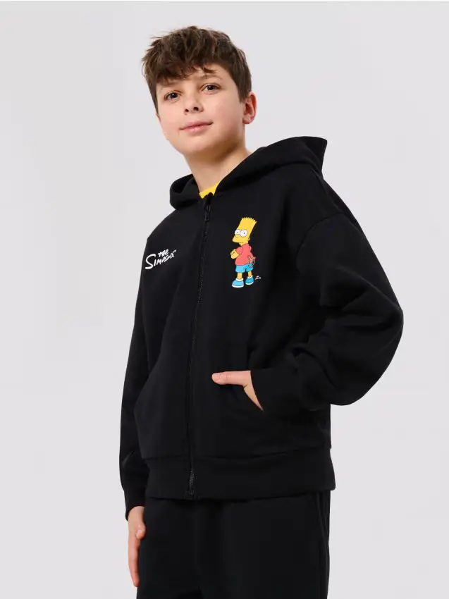 Top da jogging con zip e cappuccio The Simpsons - nero