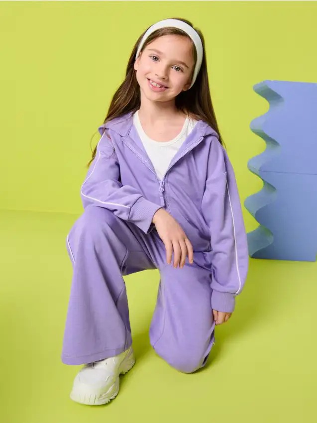 Top da jogging con zip e cappuccio - viola