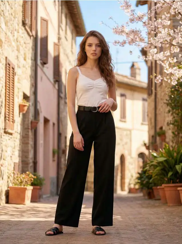 Top in cotone - panna