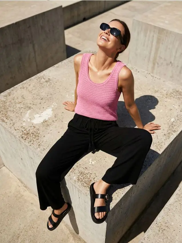 Top in maglia - rosa shocking