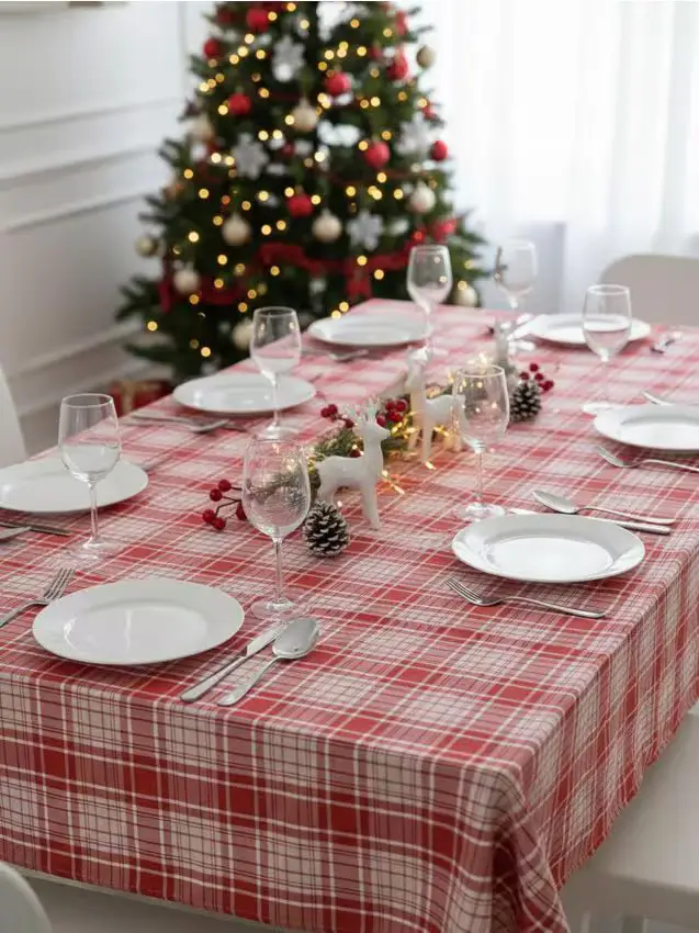 Tovaglia a quadretti - marrone dorato