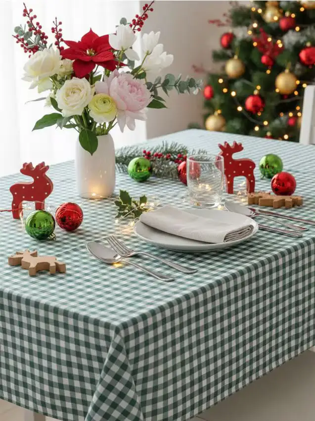 Tovaglia a quadretti - verde chiaro