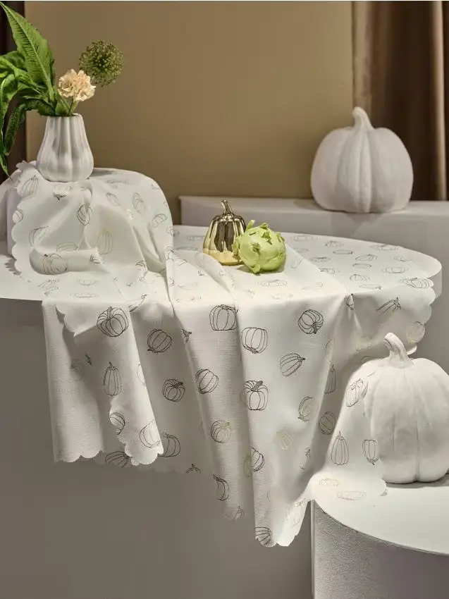 Tovaglia con motivo autunnale - bianco