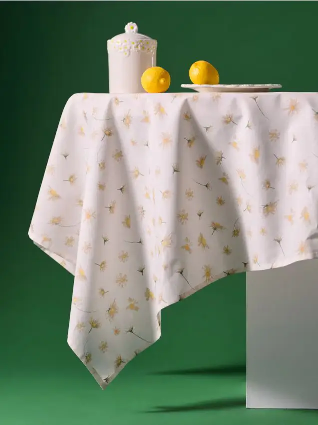 Tovaglia con motivo di margherite - panna