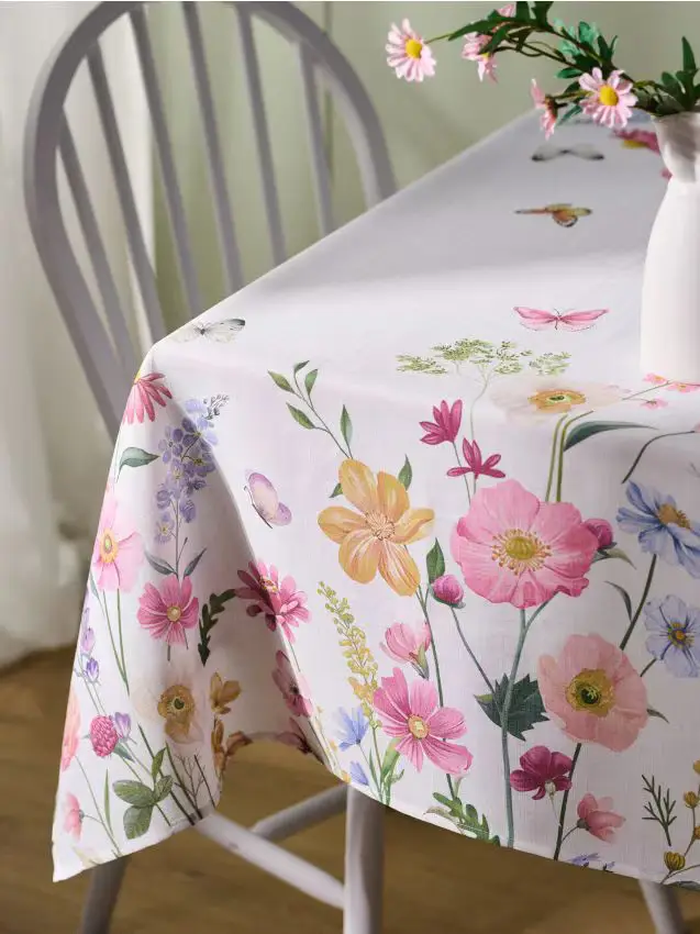 Tovaglia con motivo floreale - bianco