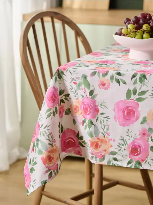 Tovaglia con motivo floreale - rosa