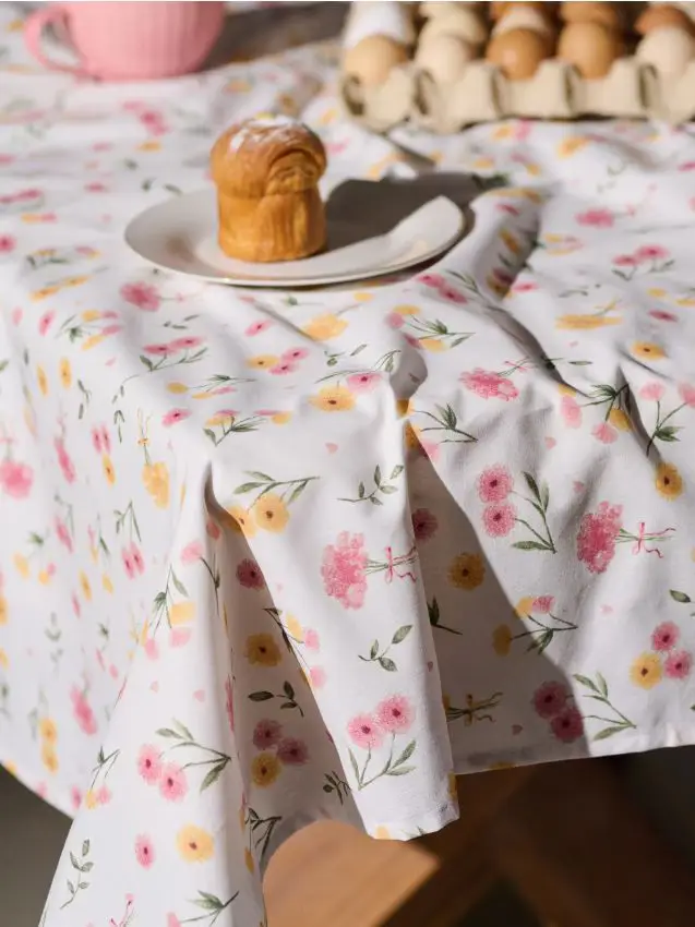 Tovaglia con motivo floreale - rosa pastello