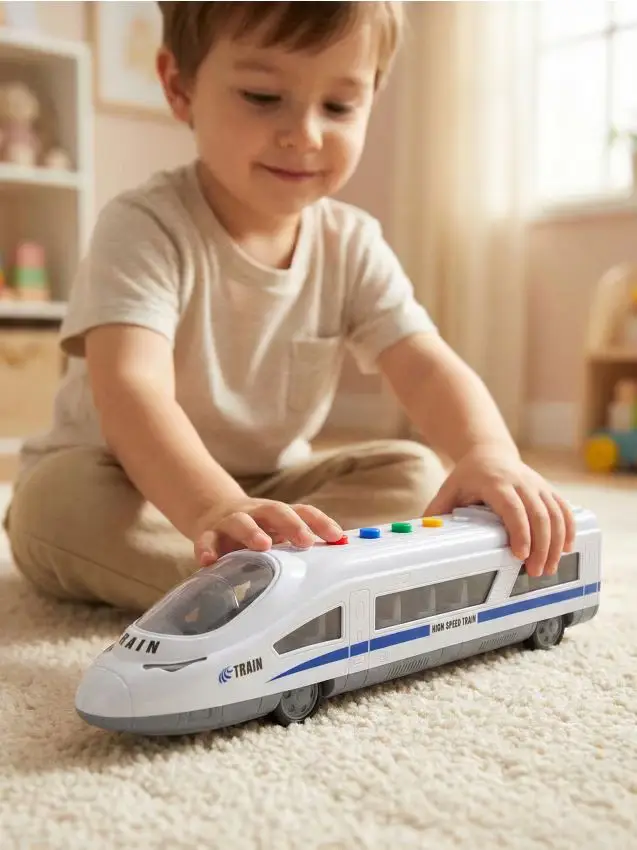 Treno giocattolo a batteria con suoni e luci - bianco