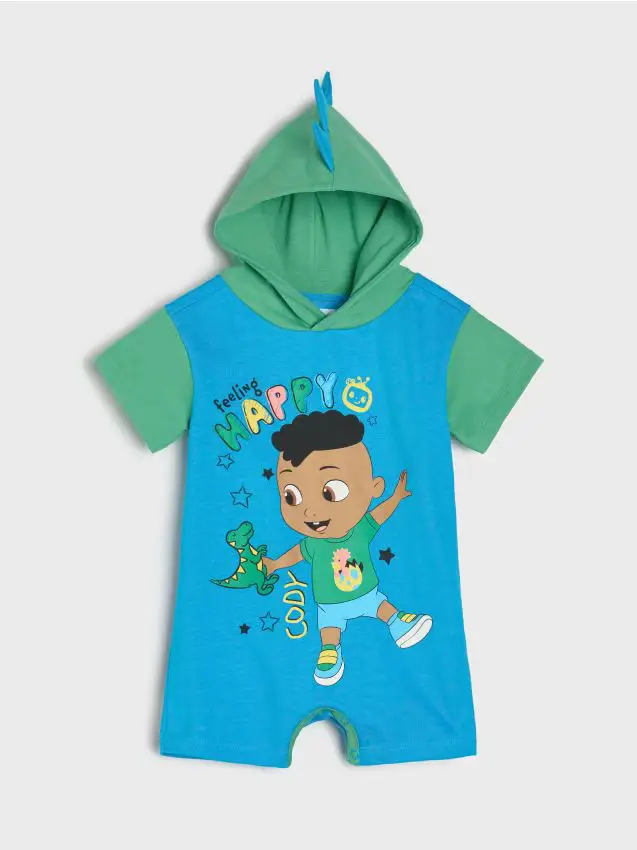 Tutina in cotone con stampa ed elementi 3D Cocomelon - mid blue