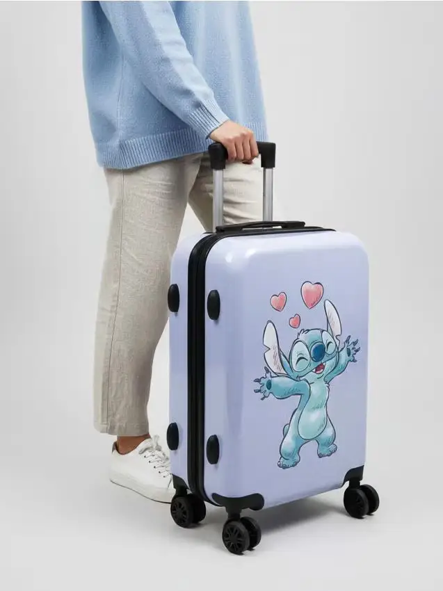 Valigia con ruote girevoli Stitch - blu pallido