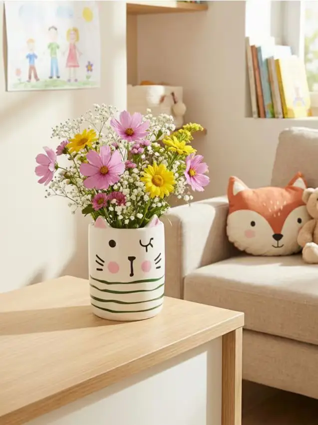 Vaso con motivo di gatto - multicolor