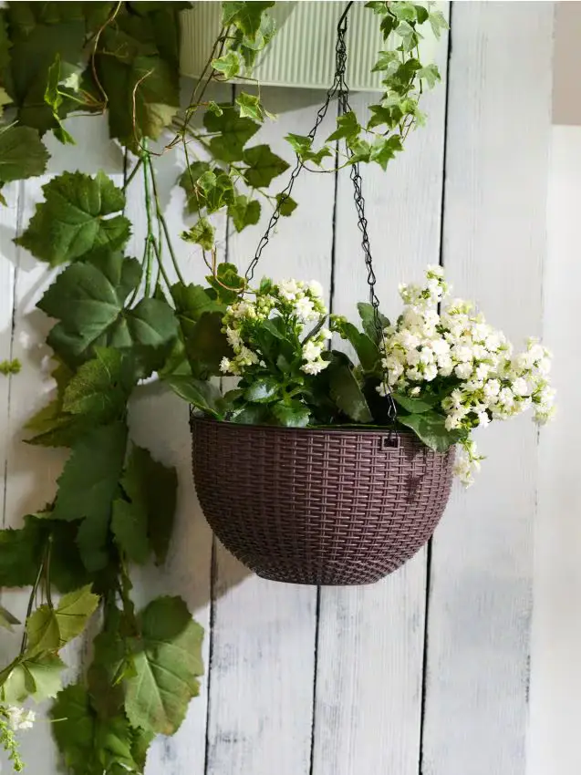 Vaso da fiori sospeso con catena - marrone