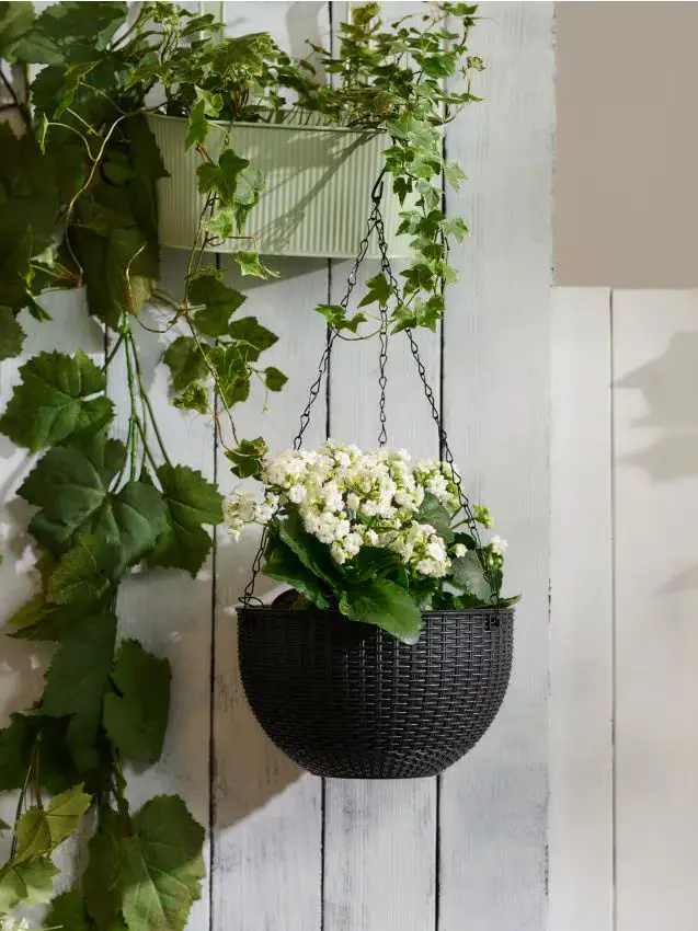 Vaso da fiori sospeso con catena - nero