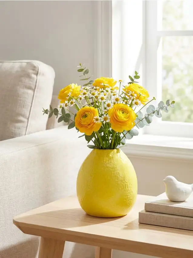 Vaso in ceramica a forma di limone - giallo