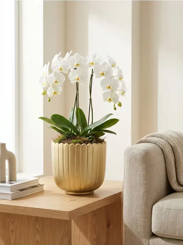 Vaso in ceramica scanalato - oro