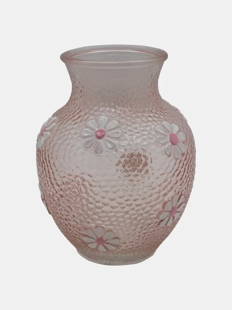 Vaso testurizzato con motivo floreale - rosa pastello miniatura 3