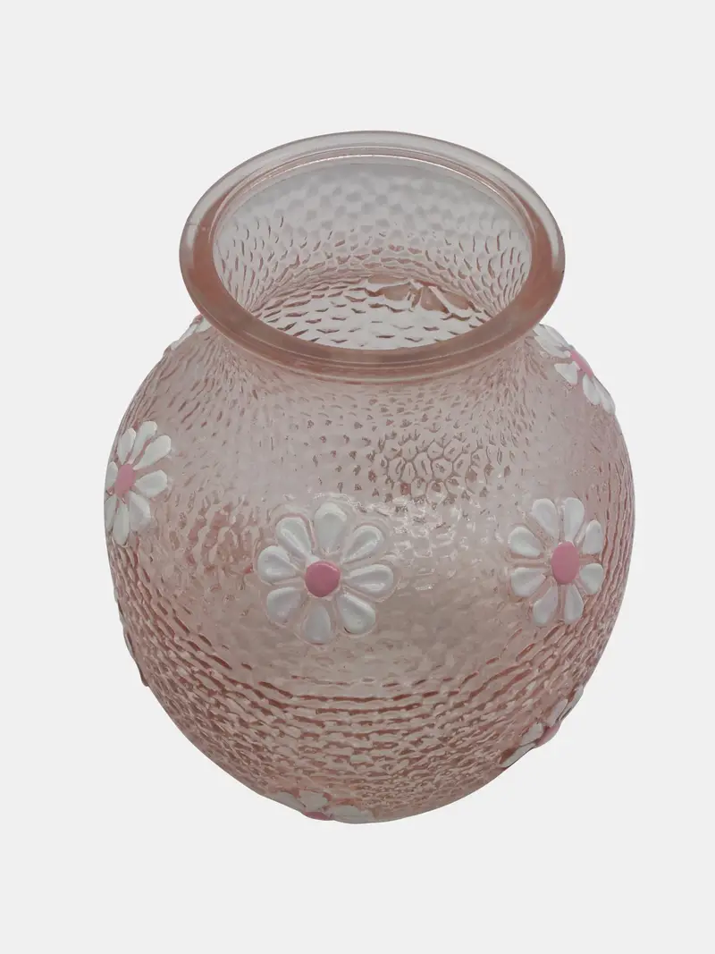 Vaso testurizzato con motivo floreale - rosa pastello miniatura 4