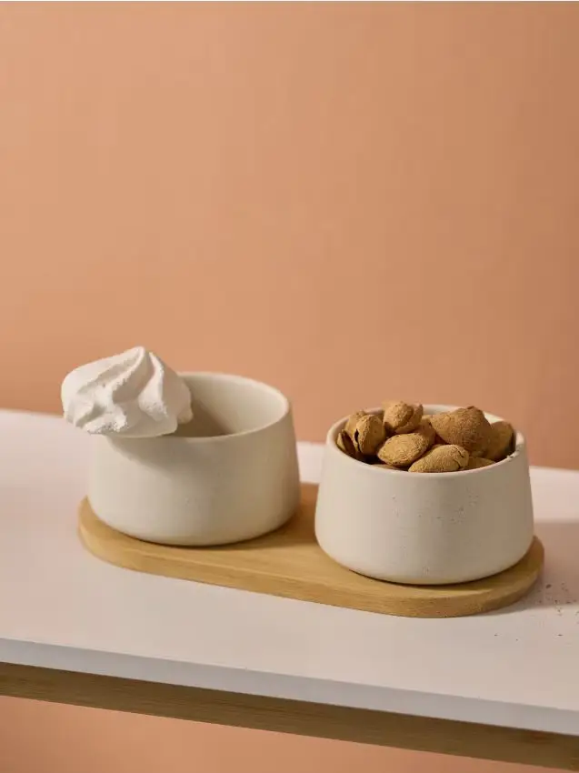 Vassoio da portata con due ciotole - multicolor