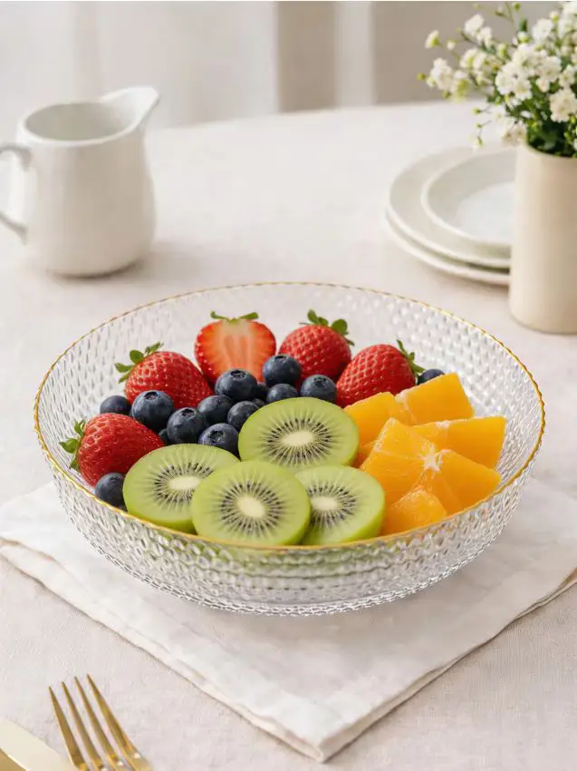 Vassoio da portata con motivo in rilievo e bordo dorato - clear