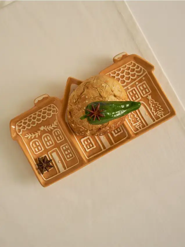 Vassoio da portata con motivo natalizio - beige