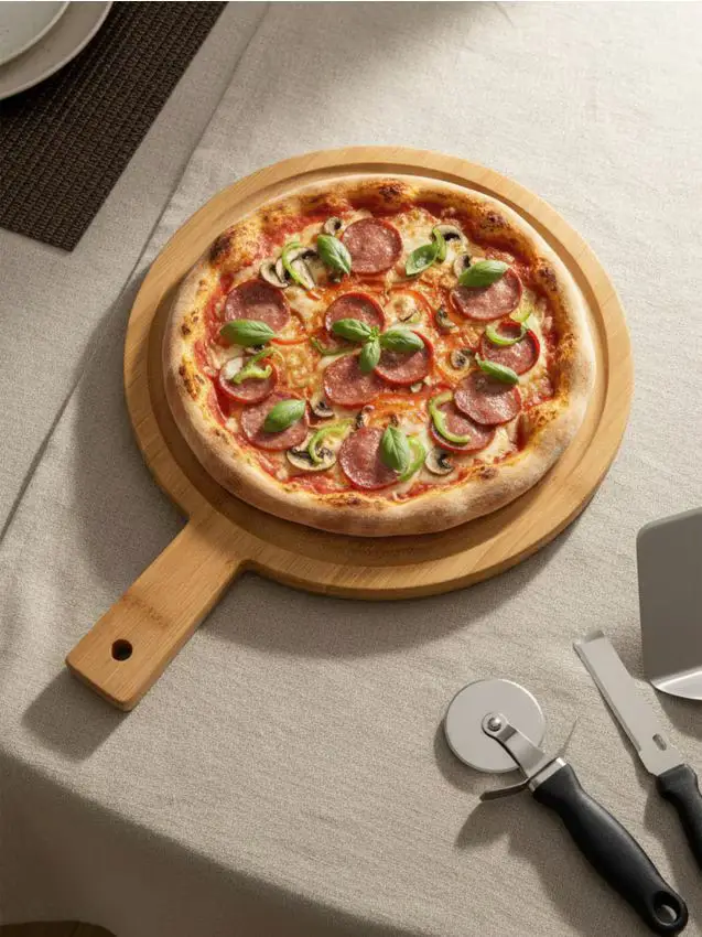 Vassoio da portata in bambù con manico - marrone