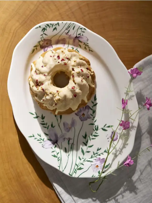 Vassoio da portata in ceramica con motivo floreale - multicolor