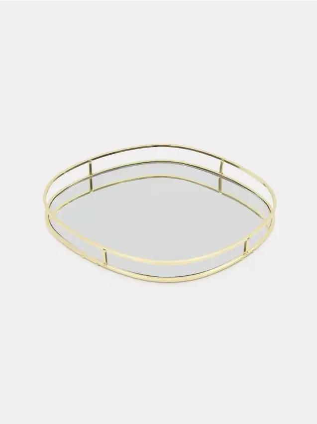 Vassoio decorativo con specchio - oro