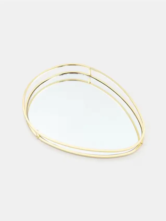 Vassoio decorativo con specchio - oro