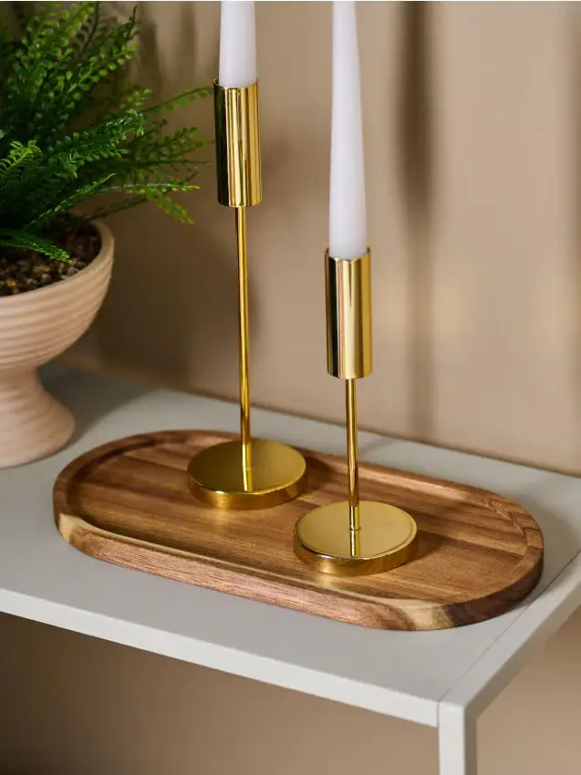 Vassoio decorativo in legno - beige