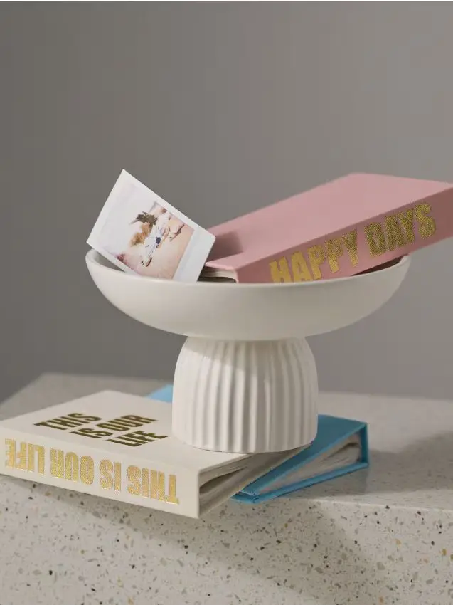 Vassoio decorativo su piedistallo - panna