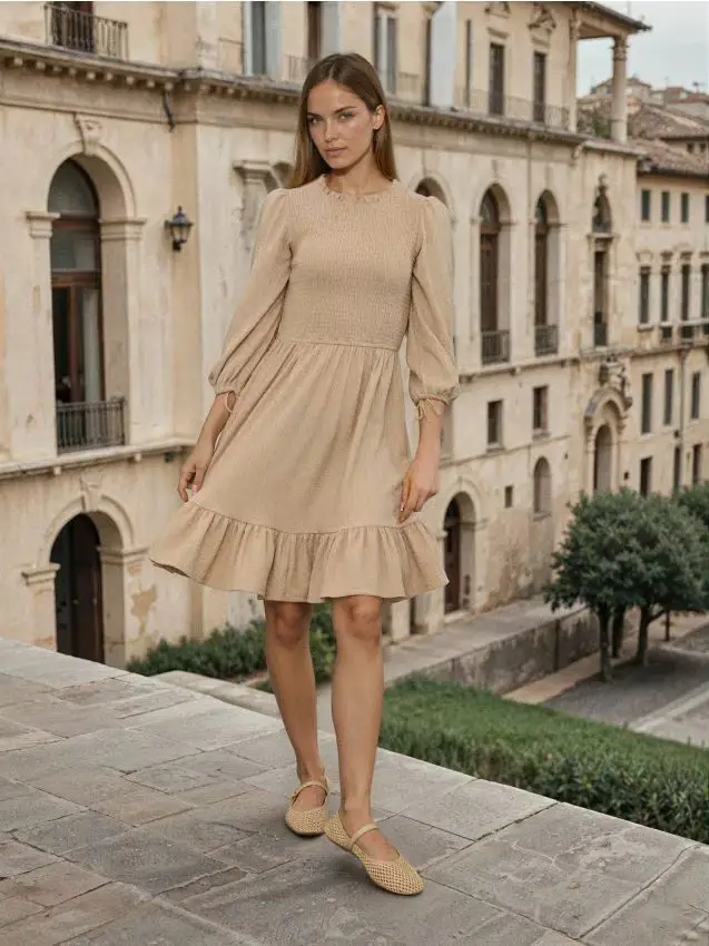 Vestito a camicia - beige