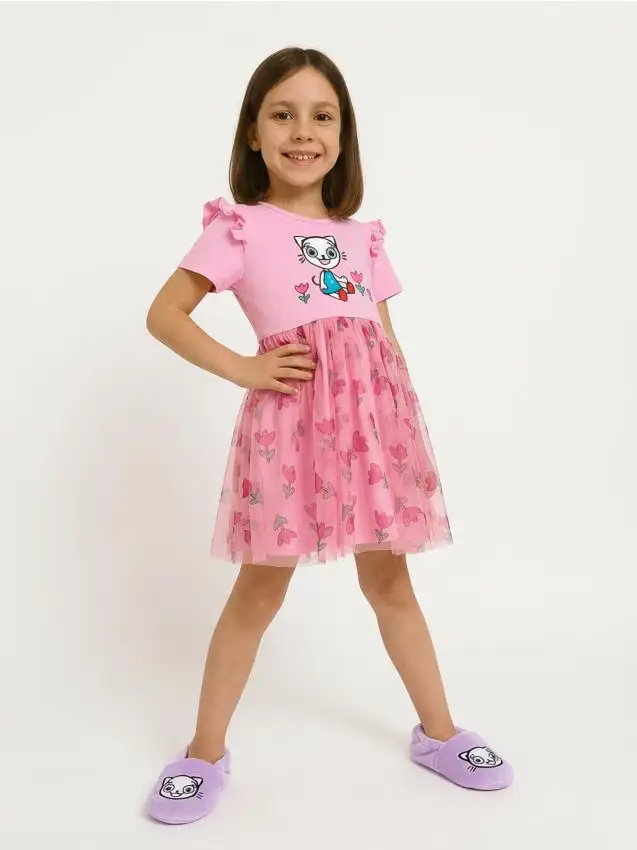 Vestito babydoll Kitty Kotty - rosa pastello