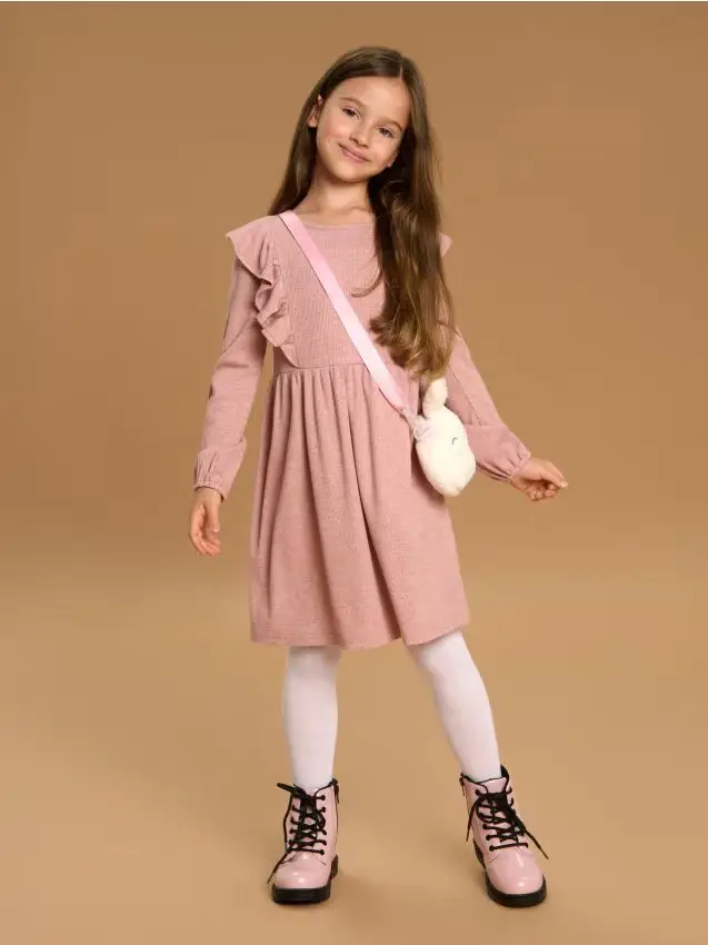 Vestito con dettagli a balze - rosa