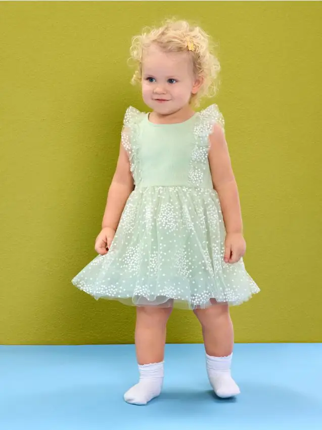 Vestito con fondo in tulle - verde menta
