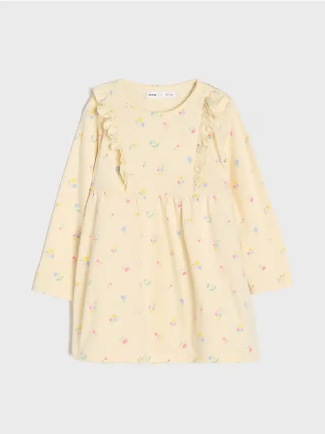 Vestito floreale in cotone - panna