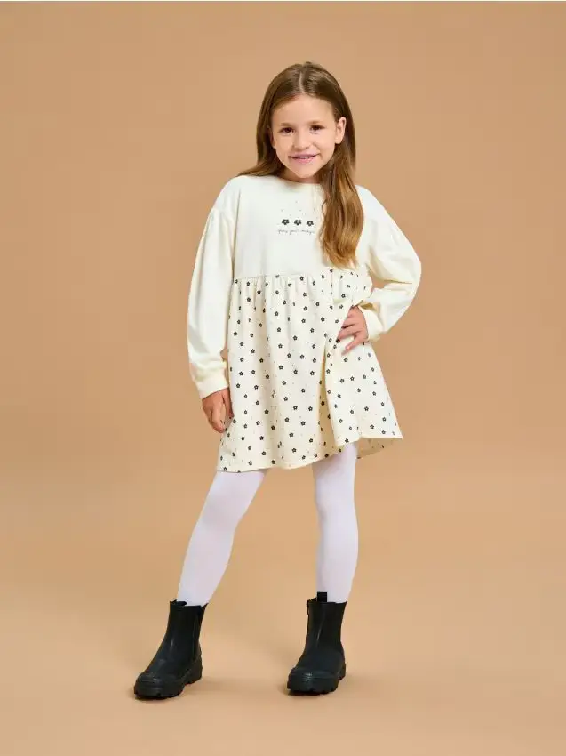 Vestito floreale - panna