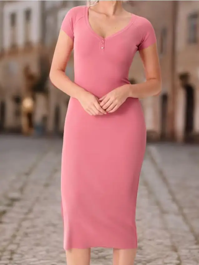 Vestito midi aderente - malva