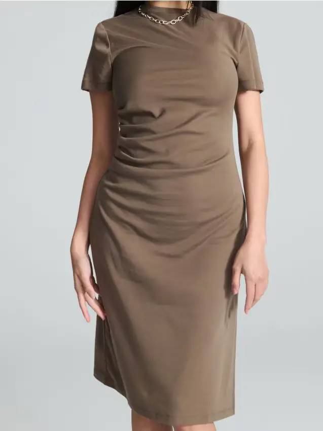 Vestito midi con arricciatura - caffè Caffè